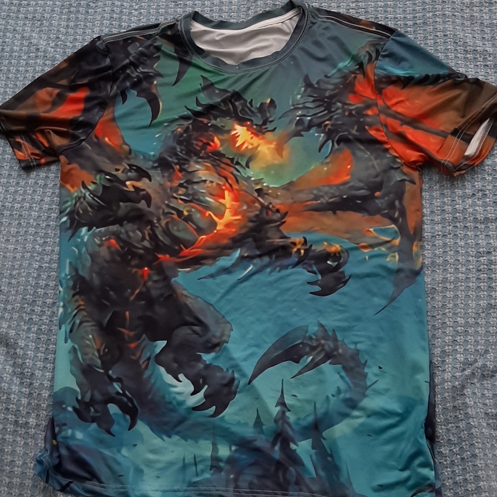 Man's dragon shirt, XL,  100% polyester